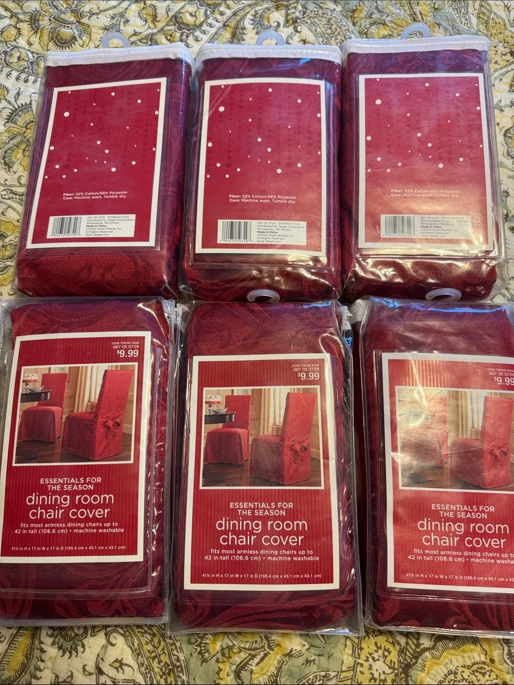 Essentials Stretch Dining Room Chair Covers — Deep Red